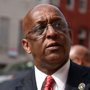 Mayor Jack Young attends the RFP award announcement for the Harlem and Edmondson redevelopment on April 30, 2019 in Baltimore, Md. Young assumed the position when Catherine Pugh stepped down Thursday. (Barbara Haddock Taylor/Baltimore Sun/TNS)