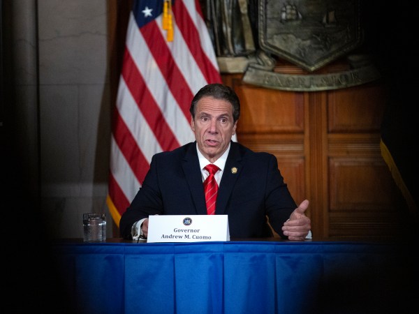 ALBANY, NY - MAY 01: New York State Governor Andrew Cuomo speaks during his daily press briefing on May 1, 2020 in Albany, New York.  Cuomo stated that New York will eliminate deductibles for mental health services for frontline workers.  (Photo by Stefani Reynolds/Getty Images)
