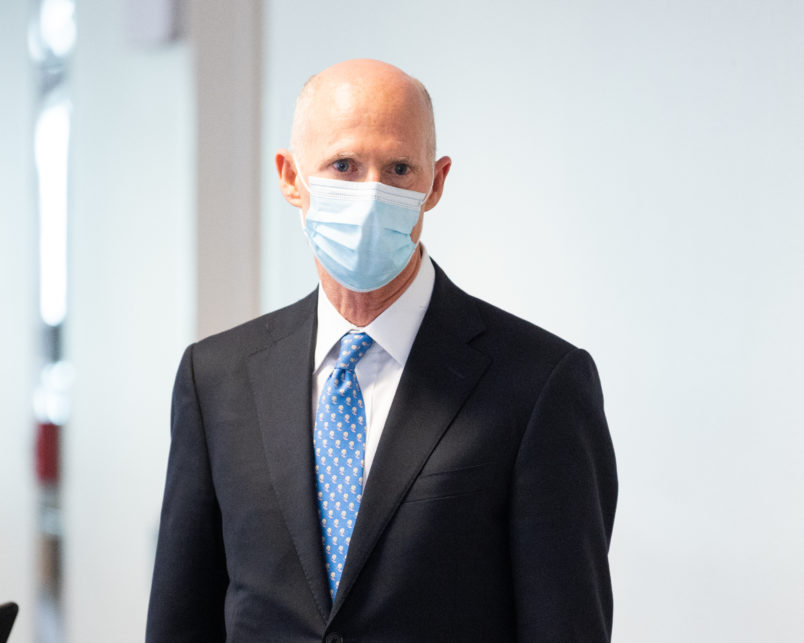 WASHINGTON, UNITED STATES - MAY 05, 2020: U.S. Senator, Rick Scott (R-FL) wearing a face mask as a precaution against covid 19.