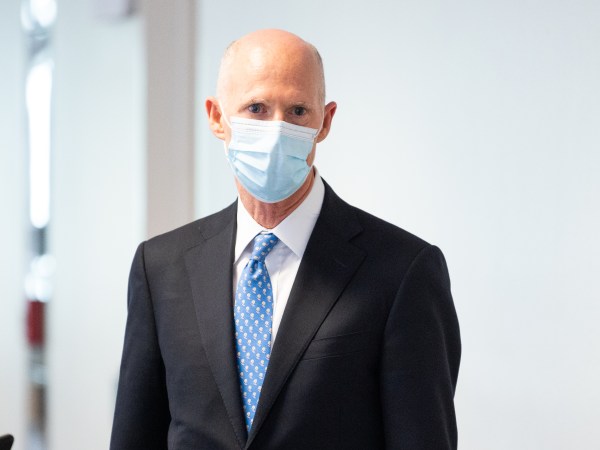 WASHINGTON, UNITED STATES - MAY 05, 2020: U.S. Senator, Rick Scott (R-FL) wearing a face mask as a precaution against covid 19.