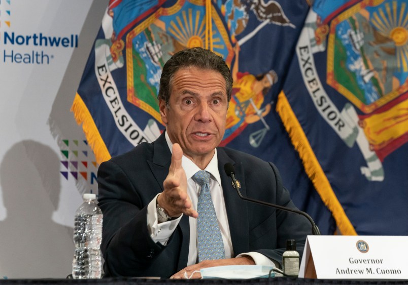 MANHASSET, NEW YORK, UNITED STATES - 2020/05/19: Governor Cuomo makes an announcement and holds briefing on COVID-19 response at Feinstein Institute for Medical Research. (Photo by Lev Radin/Pacific Press/LightRocket via Getty Images)
