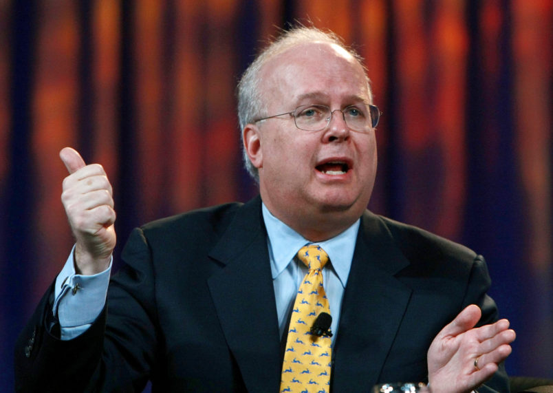 SAN FRANCISCO - OCTOBER 21:  Karl Rove, former Deputy Chief of Staff and Senior Advisor to U.S. President George W. Bush, speaks during a panel discussion at the 2008 Mortgage Bankers Association Conference and Expo October 21, 2008 in San Francisco, California. The annual Mortgage Bankers conference runs through October 22.  (Photo by Justin Sullivan/Getty Images)