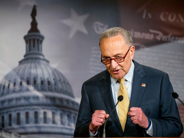 In this June 16, 2020 photo, Senate Majority Leader Chuck Schumer of N.Y., speaks during a news conference on Capitol Hill in Washington. (AP Photo/Manuel Balce Ceneta)