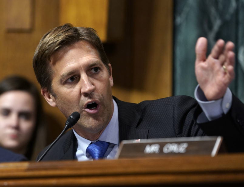 Sen. Ben Sasse, R-Neb., questions Supreme Court nominee Brett Kavanaugh as he testifies before the Senate Judiciary Committee on Capitol Hill in Washington, Thursday, Sept. 27, 2018. (AP Photo/Andrew Harnik, Pool)
