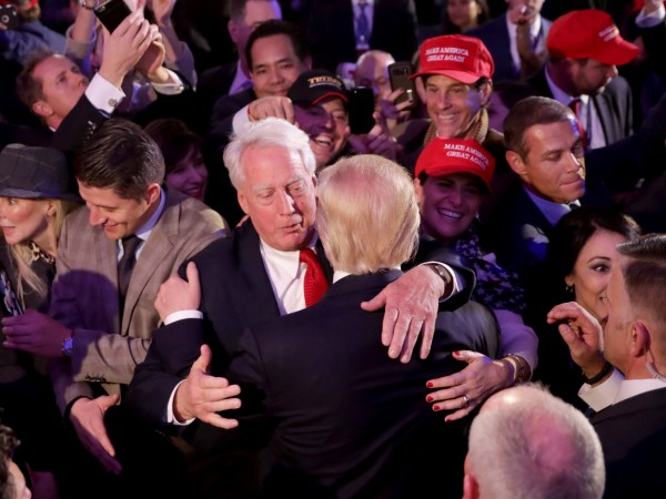 Republican presidential nominee Donald Trump speaks during an Election Night invitation-only party at the New York Hilton Midtown November 8, 2016 in New York City. Trump and his opponent, Democratic presidential nominee Hillary Clinton, have been locked in a tight race for the White House.