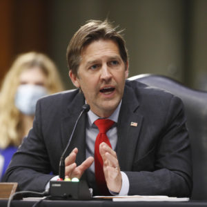 Sen. Ben Sasse, D-Neb., right, speaks during a Senate Intelligence Committee nomination hearing for Rep. John Ratcliffe, R-Texas, on Capitol Hill in Washington, Tuesday, May. 5, 2020. The panel is considering Ratcliffe's nomination for director of national intelligence. (AP Photo/Andrew Harnik, Pool)
