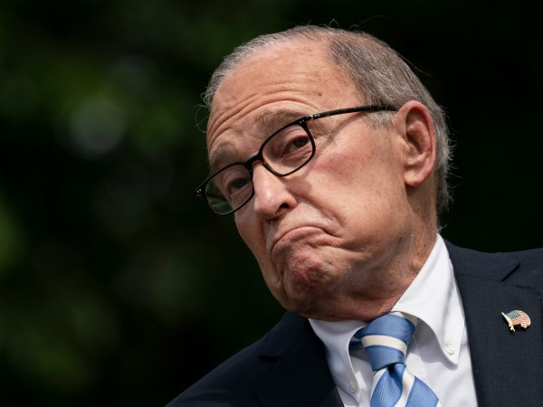 WASHINGTON, DC - MAY 15: Director of the United States National Economic Council Larry Kudlow speaks to reporters outside the West Wing of the White House on May 15, 2020 in Washington, DC.  Kudlow stated that the U.S. economy is essentially still in free fall and argued that the country cannot spend its way out of a pandemic-driven downturn. (Photo by Drew Angerer/Getty Images)