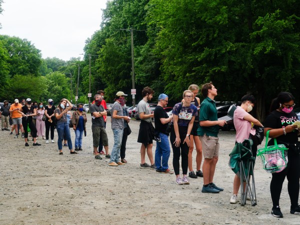 ATLANTA, GA - JUNE 09: People wait in line to vote in Georgia’s Primary Election on June 9, 2020 in Atlanta, Georgia. (Photo by Elijah Nouvelage/Getty Images)