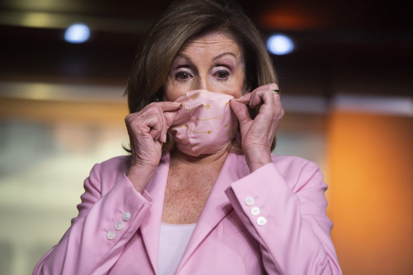 UNITED STATES - JUNE 18: Speaker of the House Nancy Pelosi, D-Calif., conducts a news conference in the Capitol Visitor Center on Thursday, June 18, 2020. (Photo By Tom Williams/CQ Roll Call/POOL)