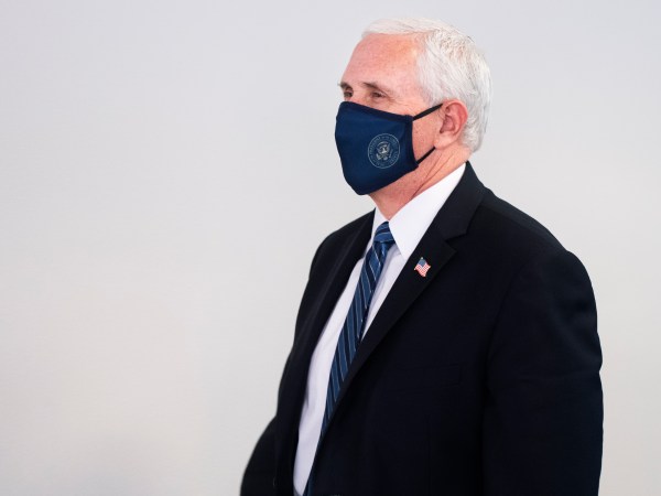 UNITED STATES - JUNE 24: Vice President Mike Pence arrives for the Senate Republican luncheon in Hart Building on Wednesday, June 24, 2020. (Photo By Tom Williams/CQ Roll Call)