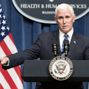 WASHINGTON, DC - JUNE 26: Vice President Pence speaks after leading a White House Coronavirus Task Force briefing at the Department of Health and Human Services on June 26, 2020 in Washington, DC. Cases of coronavirus disease (COVID-19) are rising in southern and western states forcing businesses to remain closed. (Photo by Joshua Roberts/Getty Images)