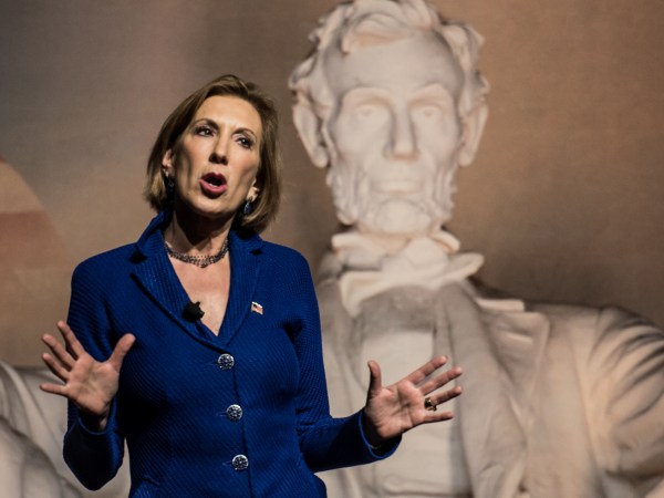 AIKEN, SC - OCTOBER 2:  Republican presidential candidate Carly Fiorina speaks to voters at a town hall meeting October 2, 2015 in Aiken, South Carolina. The former CEO of Hewlett Packard has enjoyed a rise in the polls since the second republican debate placing her into the top three with Donald Trump and Ben Carson. Photo by Sean Rayford/Getty Images)