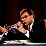 William P. Barr, who was was appointed by United States President George H.W. Bush to be the 77th US Attorney General, testifies before the US Senate Committee on the Judiciary on Capitol Hill in Washington, DC on November 12, 1991.Credit: Ron Sachs / CNP