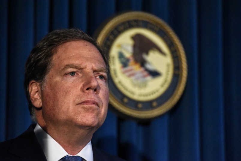 NEW YORK, NY - JULY 08: US Attorney for the Southern District of New York Geoffrey Berman announces charges against Jeffery Epstein on July 8, 2019 in New York City. According to reports, Epstein will be charged with one count of sex trafficking of minors and one count of conspiracy to engage in sex trafficking of minors. (Photo by Stephanie Keith/Getty Images)