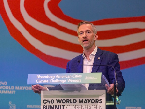 COPENHAGEN, DENMARK – OCTOBER 10:  Ted Wheeler, Mayor of Portland, speaks during the American Cities Climate Challenge conference at the C40 World Mayors Summit on October 10, 2019 in Copenhagen, Denmark. Nine US mayor participated in thus presentation during the Summit. More than 70 mayors of some of the world’s largest and most influential cities representing some 700 million people meet in Copenhagen from October 9-12 for the C40 World Mayors Summit. The purpose with the summit in Copenhagen is to build a global coalition of leading cities, businesses and citizens that rallies around radical and ambitious climate action. Also youth leaders from the recent Climate Strike participate.  From the United Nations participate Secretary General Antonio Guterres who also meets the Danish Prime Minister and the Queen of Denmark during the Summit.  (Photo by Ole Jensen/Getty Images)