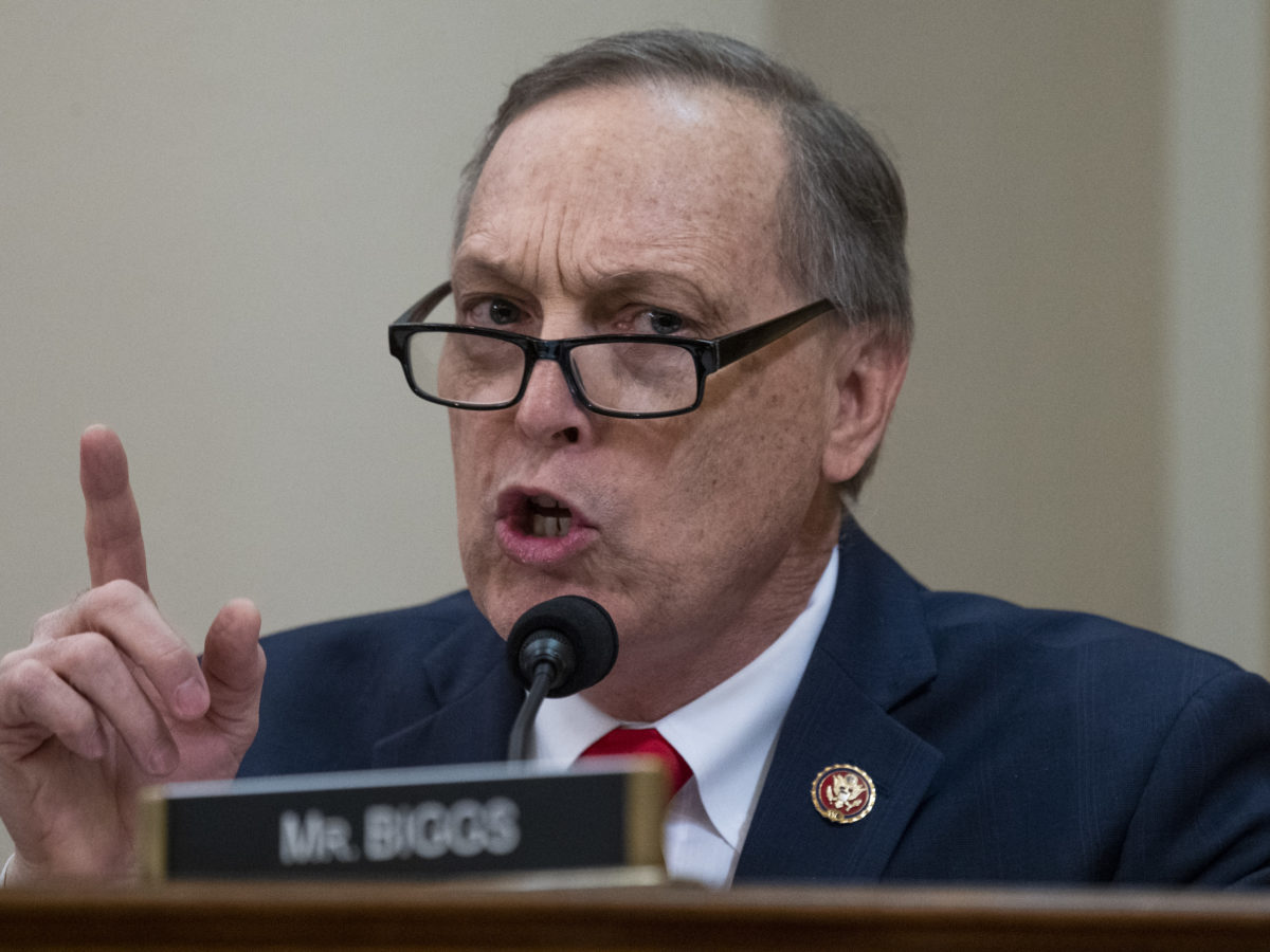 UNITED STATES - DECEMBER 11: Rep. Andy Biggs, R-Ariz., makes an opening statement during the House Judiciary Committee markup of the articles of impeachment against President Donald J. Trump in Longworth Building on Wednesday, December 11, 2019. (Photo By Tom Williams/CQ Roll Call)
