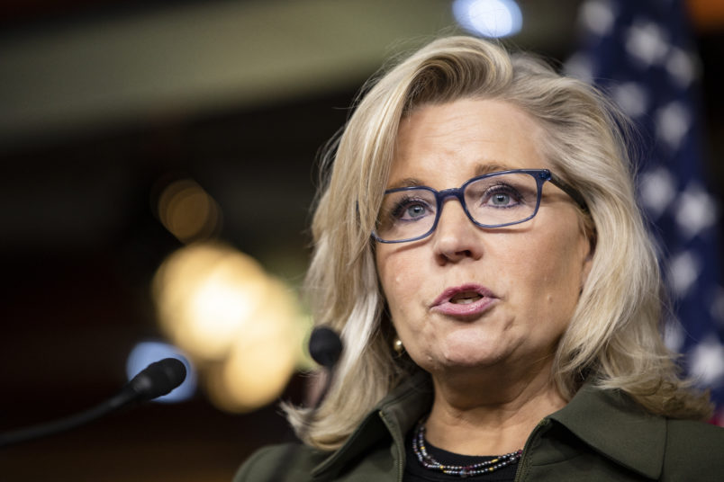 WASHINGTON, DC - DECEMBER 17: Republican Conference Chairman Rep. Liz Cheney (R-WY) speaks during a press conference at the US Capitol on December 17, 2019 in Washington, DC. House Republican leaders criticized their Democratic colleagues handling of the Impeachment Proceedings of President Donald Trump. (Photo by Samuel Corum/Getty Images) *** Local Caption *** Liz Cheney