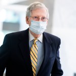 UNITED STATES - MAY 13: Senate Majority Leader Mitch McConnell, R-Ky., arrives for the Senate Republican luncheon in Hart Building on Wednesday, May 13, 2020. (Photo By Tom Williams/CQ Roll Call)