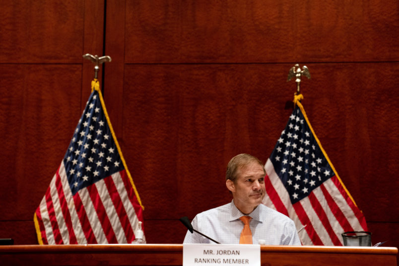House Judiciary Committee Ranking Member Jim Jordan (R-OH) listens before a hearing on ÒOversight of the Department of Justice: Political Interference and Threats to Prosecutorial IndependenceÓ on Capitol Hill in Washington DC on June 24th, 2020.