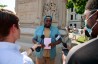 BLOOMINGTON, INDIANA, UNITED STATES - 2020/07/06: Vauhxx Booker speaks to members of the media at the Monroe County Courthouse during the demonstration.Protesters are demanding justice for Vauhxx Booker, who was allegedly attacked at Lake Monroe on Saturday the 4th of July 2020. (Photo by Jeremy Hogan/SOPA Images/LightRocket via Getty Images)