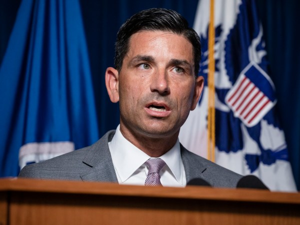 WASHINGTON, DC - JULY 21: Secretary of Homeland Security Chad Wolf speaks during a press conference on the actions taken by Customs and Border Protection and Homeland Security agents in Portland during continued protests at the US Customs and Border Patrol headquarters on July 21, 2020 in Washington, DC. (Photo by Samuel Corum/Getty Images) *** Local Caption *** Chad Wolf