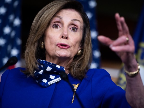 UNITED STATES - JULY 24: Speaker of the House Nancy Pelosi, D-Calif., conducts a news conference to call for the extension of the federal unemployment insurance in the Capitol Visitor Center to on Friday, July 24, 2020. (Photo By Tom Williams/CQ Roll Call)