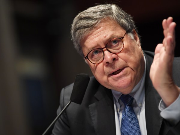 WASHINGTON, D.C.- JULY 28, 2020:  Attorney General William Barr appears before the House Judiciary Committee on Capitol Hill in Washington D.C. on July 28, 2020. The committee was interested in learning why federal law enforcement officers were sent to cities where protests were held, among other issues. (Matt McClain/The Washington Post/POOL)