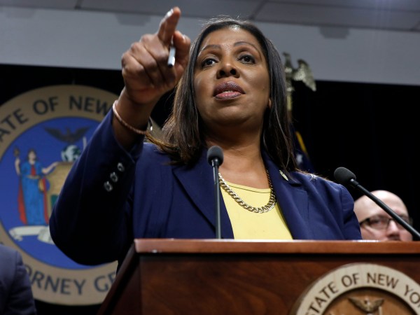 FILE- In this Nov. 19, 2019 file photo, New York State Attorney General Letitia James speaks during a news conference at her office in New York. James leads a coalition of states, counties and cities that filed a federal lawsuit against President Donald Trump on Friday, July 24, 2020, over his executive order that would not include people in the U.S. illegally in how congressional districts are redrawn. AP Photo/Richard Drew, File)