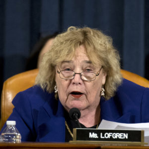Rep. Zoe Lofgren, D-Calif., speaks during a House Judiciary Committee markup of the articles of impeachment against President Donald Trump, on Capitol Hill Wednesday, Dec. 11, 2019, in Washington. (AP Photo/Jose Luis Magana, Pool)