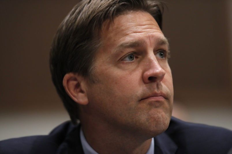 Sen. Ben Sasse, R-Neb., listens during a Senate Judiciary Committee business meeting to consider authorization for subpoenas relating to the Crossfire Hurricane investigation, and other matters on Capitol Hill in Washington, Thursday, June 11, 2020. (AP Photo/Carolyn Kaster, Pool)