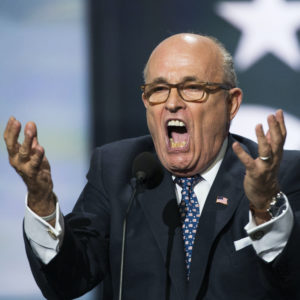 CLEVELAND, OH - JULY 18: Former New York City Mayor Rudy Giuliani delivers a speech on the first day of the Republican National Convention on July 18, 2016 at the Quicken Loans Arena in Cleveland, Ohio. An estimated 50,000 people are expected in Cleveland, including hundreds of protesters and members of the media.  (Photo by Brooks Kraft?Getty Images)
