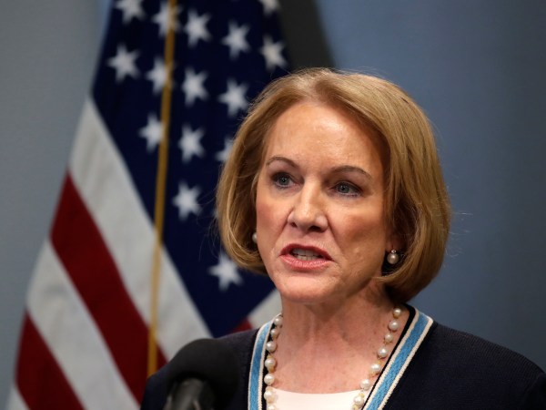 SEATTLE, WA - MARCH 16: Seattle Mayor Jenny Durkan speaks at a news conference about the coronavirus outbreak Monday, March 16, 2020, in Seattle. Gov. Jay Inslee ordered all bars, restaurants, entertainment and recreation facilities to temporarily close to fight the spread of COVID-19 in the state with by far the most deaths in the U.S. from the disease. (Photo by Elaine Thompson, Pool/Getty Images)
