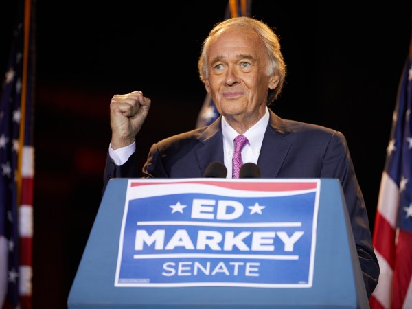 MALDEN, MA - SEPTEMBER 01: Sen. Ed Markey (D-MA) speaks at a primary election night event at Malden Public Library on September 1, 2020 in Malden, Massachusetts. Sen. Markey won the primary race over challenger Rep. Joe Kennedy III (D-MA) for the Democratic nomination for the U.S. Senate seat. (Photo by Allison Dinner/Getty Images)