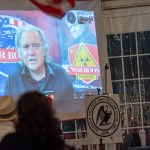 NEW YORK, UNITED STATES - 2020/09/03: Steve Bannon speaks with Trump supporters on Zoom at the Queens Village Republican Club meeting in Triple Crown Diner, Middle Village, Queens. (Photo by John Nacion/SOPA Images/LightRocket via Getty Images)