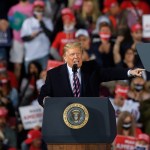 MOON TOWNSHIP, PA - SEPTEMBER 22: President Donald Trump speaks at a campaign rally at Atlantic Aviation on September 22, 2020 in Moon Township, Pennsylvania. (Photo by Jeff Swensen/Getty Images)