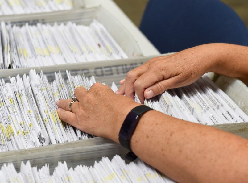 At the Berks County Office of Election Services in the Berks County Services Building in Reading, PA Thursday morning September 3, 2020 where they are processing applications for mail-in ballots.