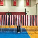 BEDFORD, NH - FEBRUARY 9: Voters head to the polling booths inside the Bedford High school, February 9, 2016 in Bedford, New Hampshire. (Photos by Charles Ommanney/The Washington Post)