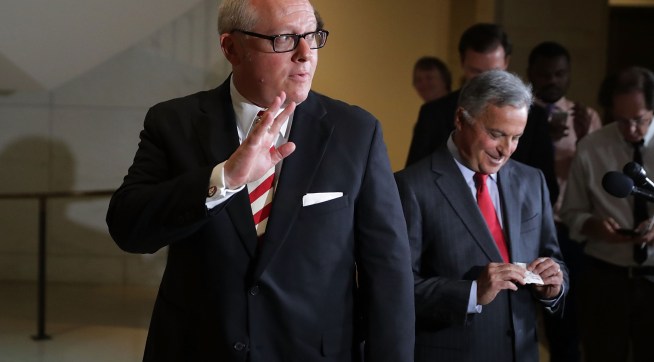 Former Trump campaign aide Michael Caputo arrives to testify before the House Intelligence Committee during a closed-door session at the U.S. Capitol Visitors Center July 14, 2017 in Washington, DC. Caputo resigned from being a Trump campaign communications advisor after appearing to celebrate the firing of former campaign manager Corey Lewandowski. Denying any contact with Russian officials during the 2016 campaign, Caputo did live in Moscow during the 1990s, served as an adviser to former Russian President Boris Yeltsin and did pro-Putin public relations work for the Russian conglomerate Gazprom Media.