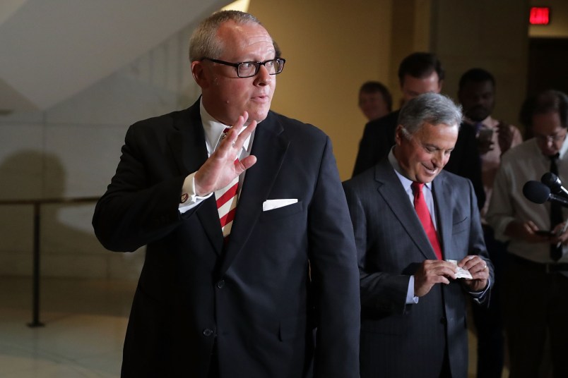 Former Trump campaign aide Michael Caputo arrives to testify before the House Intelligence Committee during a closed-door session at the U.S. Capitol Visitors Center July 14, 2017 in Washington, DC. Caputo resigned from being a Trump campaign communications advisor after appearing to celebrate the firing of former campaign manager Corey Lewandowski. Denying any contact with Russian officials during the 2016 campaign, Caputo did live in Moscow during the 1990s, served as an adviser to former Russian President Boris Yeltsin and did pro-Putin public relations work for the Russian conglomerate Gazprom Media.
