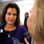 DETROIT, MI - AUGUST 8: Gretchen Whitmer, Michigan democratic gubernatorial nominee, speaks with a reporter after a Democrat Unity Rally at the Westin Book Cadillac Hotel August 7th, 2018 in Detroit, Michigan. Whitmer will face off against republican gubernatoral nominee Bill Schuette in November. (Photo by Bill Pugliano/Getty Images)