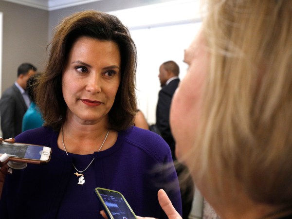 DETROIT, MI - AUGUST 8: Gretchen Whitmer, Michigan democratic gubernatorial nominee, speaks with a reporter after a Democrat Unity Rally at the Westin Book Cadillac Hotel August 7th, 2018 in Detroit, Michigan. Whitmer will face off against republican gubernatoral nominee Bill Schuette in November. (Photo by Bill Pugliano/Getty Images)