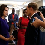 DETROIT, MI - AUGUST 8: Gretchen Whitmer, Michigan democratic gubernatorial nominee, speaks with reporters after a Democrat Unity Rally at the Westin Book Cadillac Hotel August 7th, 2018 in Detroit, Michigan. Whitmer will face off against republican gubernatoral nominee Bill Schuette in November. (Photo by Bill Pugliano/Getty Images)