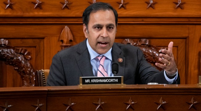 NYTIMPEACH Rep. Raja Krishnamoorthi (D-IL) questions Gordon Sondland, US Ambassador to the European Union, during a House Intelligence Committee impeachment inquiry hearing on Capitol Hill in Washington, DC on November 20, 2019. (Pool Photo by Samuel Corum for The New York Times)