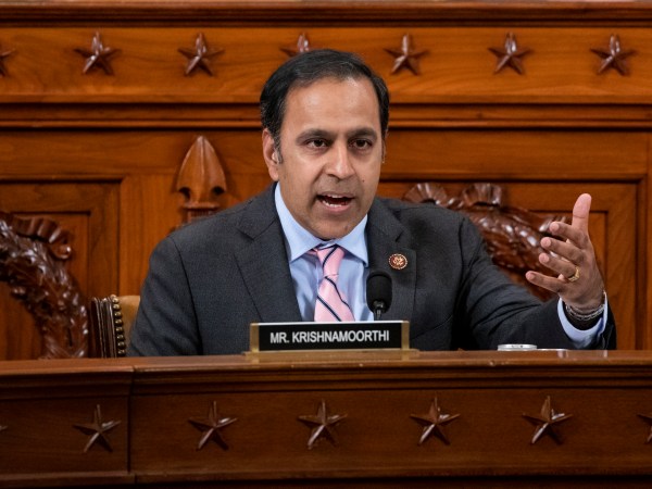 NYTIMPEACH Rep. Raja Krishnamoorthi (D-IL) questions Gordon Sondland, US Ambassador to the European Union, during a House Intelligence Committee impeachment inquiry hearing on Capitol Hill in Washington, DC on November 20, 2019. (Pool Photo by Samuel Corum for The New York Times)
