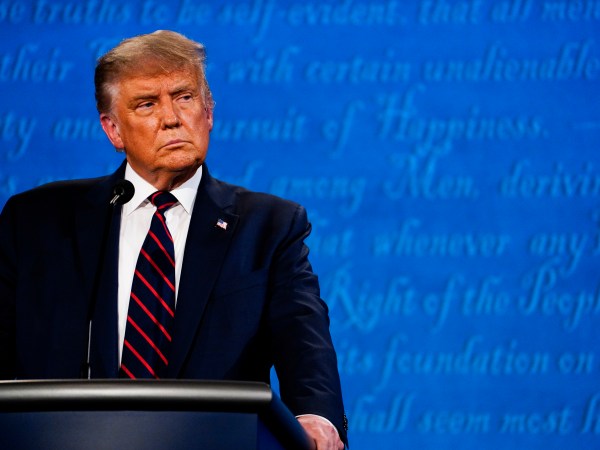 CLEVELAND, OH - SEPTEMBER 29: President Donald Trump participates in the first presidential debate with former Vice President Joe Biden at Case Western Reserve University in Cleveland, Ohio on Tuesday, Sept. 29, 2020. (Photo by Melina Mara/The Washington Post)