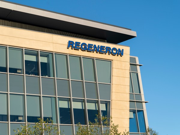 TARRYTOWN, NEW YORK, UNITED STATES - 2020/10/02: View of Corporate and Research and Development Headquarters of Regeneron Pharmaceuticals, Inc. on Old Saw Mill River Road. As President Donald Trump contracted COVID-19 he has been administered a dose of experimental Regeneron treatment, according to a memorandum from the President's physician. According to company press release antibody cocktail REGN-COV2 showing it reduced viral load and the time to alleviate symptoms in non-hospitalized patients with COVID-19. REGN-COV2 is a combination of two monoclonal antibodies (REGN10933 and REGN10987) and was designed specifically to block infectivity of SARS-CoV-2, the virus that causes COVID-19. (Photo by Lev Radin/Pacific Press/LightRocket via Getty Images)