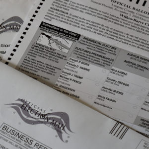 WILKES-BARRE, PENNSYLVANIA, UNITED STATES - 2020/10/22: A view of an official Mail-in ballot for the 2020 general election.Mail-in Ballots have gone out and they are being returned. (Photo by Aimee Dilger/SOPA Images/LightRocket via Getty Images)