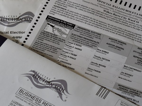 WILKES-BARRE, PENNSYLVANIA, UNITED STATES - 2020/10/22: A view of an official Mail-in ballot for the 2020 general election.Mail-in Ballots have gone out and they are being returned. (Photo by Aimee Dilger/SOPA Images/LightRocket via Getty Images)
