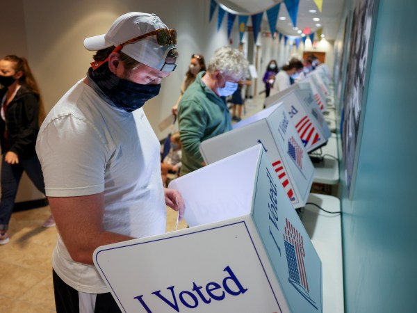 CHARLESTON, SC - OCTOBER 30: Jake Hannay casts his in-person absentee ballot at Seacoast Church West Ashley on October 30, 2020 in Charleston, South Carolina. (Photo by Michael Ciaglo/Getty Images)
