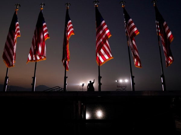 President Donald Trump speaks at a rally at Minden-Tahoe Airport in Minden, Nev., Saturday, Sept. 12, 2020. (AP Photo/Andrew Harnik)